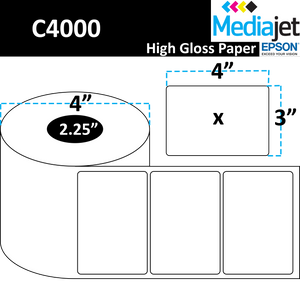 <strong>4" x 3"</strong><br>Die Cut High Gloss Paper Inkjet Labels for Epson C4000<br>(8 Rolls)