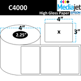 <strong>4" x 3"</strong><br>Die Cut High Gloss Paper Inkjet Labels for Epson C4000<br>(8 Rolls)