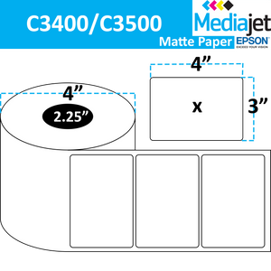 <strong>4" x 3"</strong><br>Die Cut Matte Paper Inkjet Labels for Epson C3400 / C3500<br>(8 Rolls)