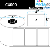 4" x 3" Matte Paper Inkjet Labels. 8 Rolls per Case, 350 Labels per Roll. 4" OD, 2.25" Core. Perfed. SKU: IJM-4-3-350-225
