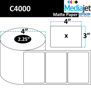 <strong>4" x 3"</strong><br>Die Cut Matte Paper Inkjet Labels for Epson C4000<br>(8 Rolls)