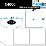 <strong>4" x 4" </strong><br>Die Cut GHS Matte Synthetic Inkjet Labels for Epson C4000 <br>(8 Rolls)