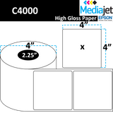 <strong>4" x 4"</strong><br> Die Cut High Gloss Paper Inkjet Labels for Epson C4000<br>(8 Rolls)