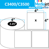 4" x 4" Matte Paper Inkjet Labels. 8 Rolls per Case. 250 Labels per Roll. 4" OD, 2.25" Core. Perfed. SKU: IJM-4-4-250-225