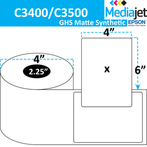 <strong>4" x 6" </strong><br>Die Cut GHS Matte Synthetic Inkjet Labels for Epson C3400 / C3500<br>(8 Rolls)
