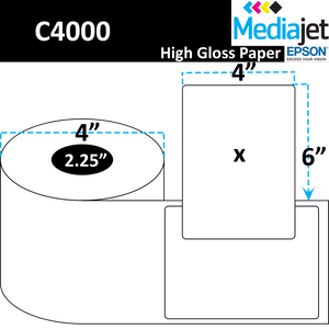 <strong>4" x 6"</strong><br> Die Cut High Gloss Paper Inkjet Labels for Epson C4000<br>(8 Rolls)