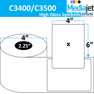 <strong>4" x 6"</strong><br> Die Cut High Gloss Synthetic Inkjet Labels for Epson C3400 / C3500<br>(8 Rolls)