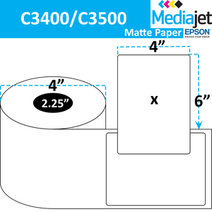 <strong>4" x 6"</strong><br> Die Cut Matte Paper Inkjet Labels for Epson C3400 / C3500 <br> (8 Rolls)
