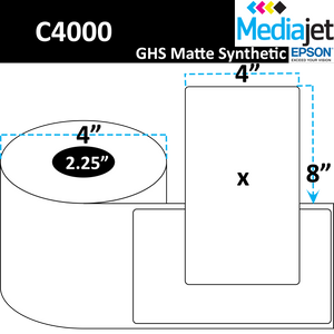<strong>4" x 8"</strong><br>Die Cut GHS Matte Synthetic Inkjet Labels for Epson C4000<br>(8 Rolls)