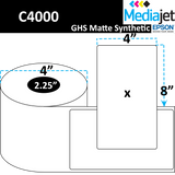 <strong>4" x 8"</strong><br>Die Cut GHS Matte Synthetic Inkjet Labels for Epson C4000<br>(8 Rolls)