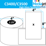 <strong>4" x 8"</strong><br>Die Cut High Gloss Synthetic Inkjet Labels for Epson C3400 / C3500<br>(8 Rolls)