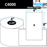 4" x 8"  Matte Paper Inkjet Labels.  8 Rolls per Case. 125 Labels per Roll. 4" OD, 2.25" Core. Perfed. SKU: IJM-4-8-125-225