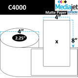 <strong>4" x 8"</strong><br>Die Cut Matte Paper Inkjet Labels for Epson C4000<br>(8 Rolls)
