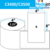 <strong>4" x 8"</strong><br>Die Cut Matte Paper Inkjet Labels for Epson C3400 / C3500<br>(8 Rolls)