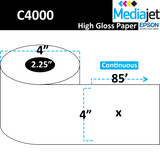<strong>4" x 85'</strong><br>Continuous High Gloss Paper Inkjet Labels for Epson C4000<br>(12 Rolls)