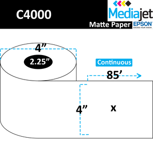 <strong>4" x 85'</strong><br>Continuous Matte Paper Inkjet Labels for Epson C4000<br>(12 Rolls)