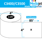 <strong>4" x 85'</strong><br>Continuous Matte Paper Inkjet Labels for Epson C3400 / C3500<br>(12 Rolls)