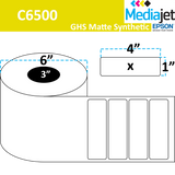 4" x 1" GHS / BS5609 Matte Synthetic Inkjet Labels. 4 Rolls per Case. 1,800 Labels per Roll. 6" OD, 3" Core. Perfs. SKU: ISP-4-1-1800-3