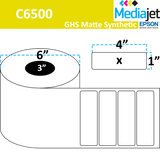 <strong>4" x 1"</strong><br>Die Cut Matte Synthetic Inkjet Labels for Epson C6500<br>(4 Rolls)