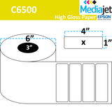 4" x 1" Gloss Paper Inkjet Labels. 4 Rolls per Case. 2,000 Labels per Roll. 6" OD, 3" Core. Perfed. SKU: IJG-4-1-2000-3