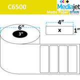 <strong>4" x 1"</strong><br>Die Cut Matte Paper Inkjet Labels for Epson C6500<br>(4 Rolls) 