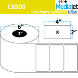 <strong>4" x 2"</strong><br>Die Cut Matte Synthetic Inkjet Labels for Epson C6500<br>(4 Rolls)