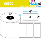 4" x 2" Gloss Paper Inkjet Labels. 4 Rolls per Case. 1,000 Labels per Roll. 6" OD, 3" Core. Perfed. SKU: IJG-4-2-1000-3