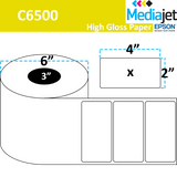 <strong>4" x 2"</strong><br>Die Cut Gloss Paper Inkjet Labels for Epson C6500<br>(4 Rolls) 