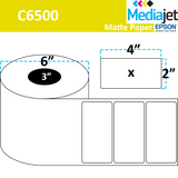 <strong>4" x 2"</strong><br>Die Cut Matte Paper Inkjet Labels for Epson C6500<br>(4 Rolls) 