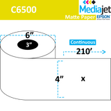 <strong>4" x 210ft</strong><br>Die Cut Matte Paper Inkjet Labels for Epson C6500<br>(4 Rolls) 