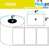 4" x 3" Gloss Paper Inkjet Labels. 4 Rolls per Case. 800 Labels per Roll. 6" OD, 3" Core. Perfed. SKU: IJG-4-3-800-3