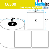 <strong>4" x 4"</strong><br> Die Cut Matte Synthetic Inkjet Labels for Epson C6500 <br>(4 Rolls)