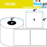 <strong>4" x 4"</strong><br> Die Cut Gloss Paper Inkjet Labels for Epson C6500<br>(4 Rolls) 