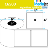 <strong>4" x 4"</strong><br> Die Cut Gloss Synthetic Inkjet Labels for Epson C6500<br>(4 Rolls) 