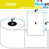 <strong>4" x 6" </strong><br>Die Cut Gloss Synthetic Inkjet Labels for Epson C6500<br> (4 Rolls) 