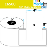 <strong>4" x 8"</strong><br>Die Cut Matte Synthetic Inkjet Labels for Epson C6500<br>(4 Rolls)