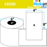 <strong>4" x 8"</strong><br>Die Cut Matte Paper Inkjet Labels for Epson C6500<br>(4 Rolls) 