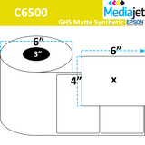 6" x 4" GHS / BS5609 Matte Synthetic Inkjet Labels, 2 Rolls per Case. 580 Labels per Roll. 6" OD, 3" Core. Perfed. SKU: ISP-6-4-580-3