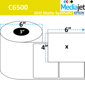 <strong>6" x 4"</strong><br>Die Cut Matte Synthetic Inkjet Labels for Epson C6500<br>(2 Rolls)