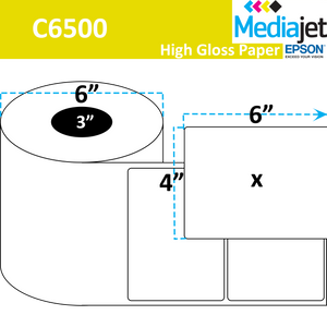 <strong>6" x 4"</strong><br>Die Cut Gloss Paper Inkjet Labels for Epson C6500<br>(2 Rolls)