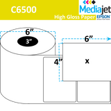 <strong>6" x 4"</strong><br>Die Cut Gloss Paper Inkjet Labels for Epson C6500<br>(2 Rolls)