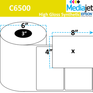 <strong>8" x 4"</strong><br>Die Cut Gloss Synthetic Inkjet Labels for Epson C6500<br>(2 Rolls)
