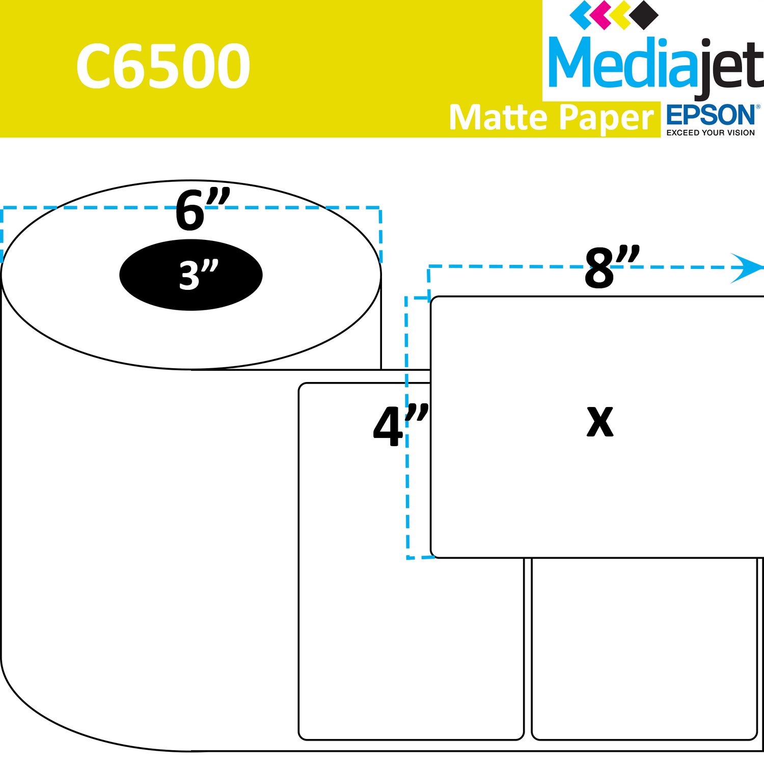 8" x 4" Matte Paper Inkjet Labels. 2 Rolls per Case. 325 Labels per Roll. 6" OD, 3" Core. Perfed. SKU: IGP-4-2-1000-3