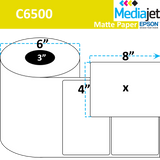 <strong>8" x 4"</strong><br>Die Cut Matte Paper Inkjet Labels for Epson C6500<br>(2 Rolls)