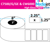 <strong>2.25" x 1.25"</strong><br>Die Cut High Gloss Paper Inkjet Labels for Epson C7500/6000<br>(2 Rolls)