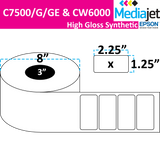 <strong>2.25" x 1.25"</strong><br>Die Cut High Gloss Synthetic Inkjet Labels for Epson C7500/6000<br>(2 Rolls)