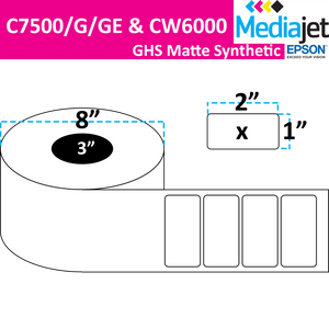 <strong>2" x 1"<strong><br>Die Cut GHS Matte Synthetic Inkjet For Epson C7500/6000<br>(2 Rolls)