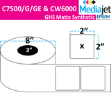 <strong>2" x 2"</strong><br>Die Cut GHS Matte Synthetic Inkjet Labels for Epson C7500/6000<br>(2 Rolls)