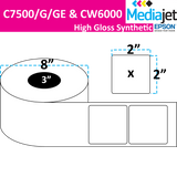 <strong>2" x 2"</strong><br>Die Cut Gloss Synthetic Inkjet Labels<br>(2 Rolls)