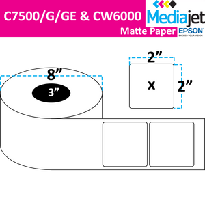 <strong>2" x 2"</strong><br>Die Cut Matte Paper Inkjet Labels for Epson C7500/6000<br>(2 Rolls)